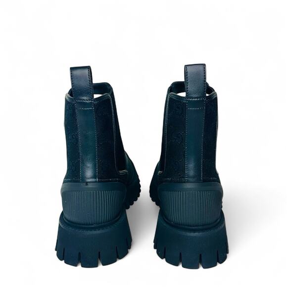 NIB Gucci GG Men's 10.5 US 11 Jacquard Canvas Ankle Chelsea Boots Black $1,150 - Picture 6 of 12